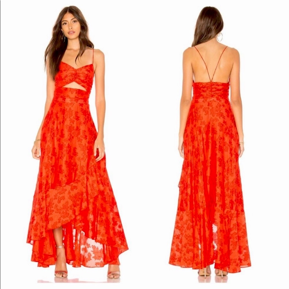 FREE PEOPLE, RED BUONA SERA MAXI DRESS